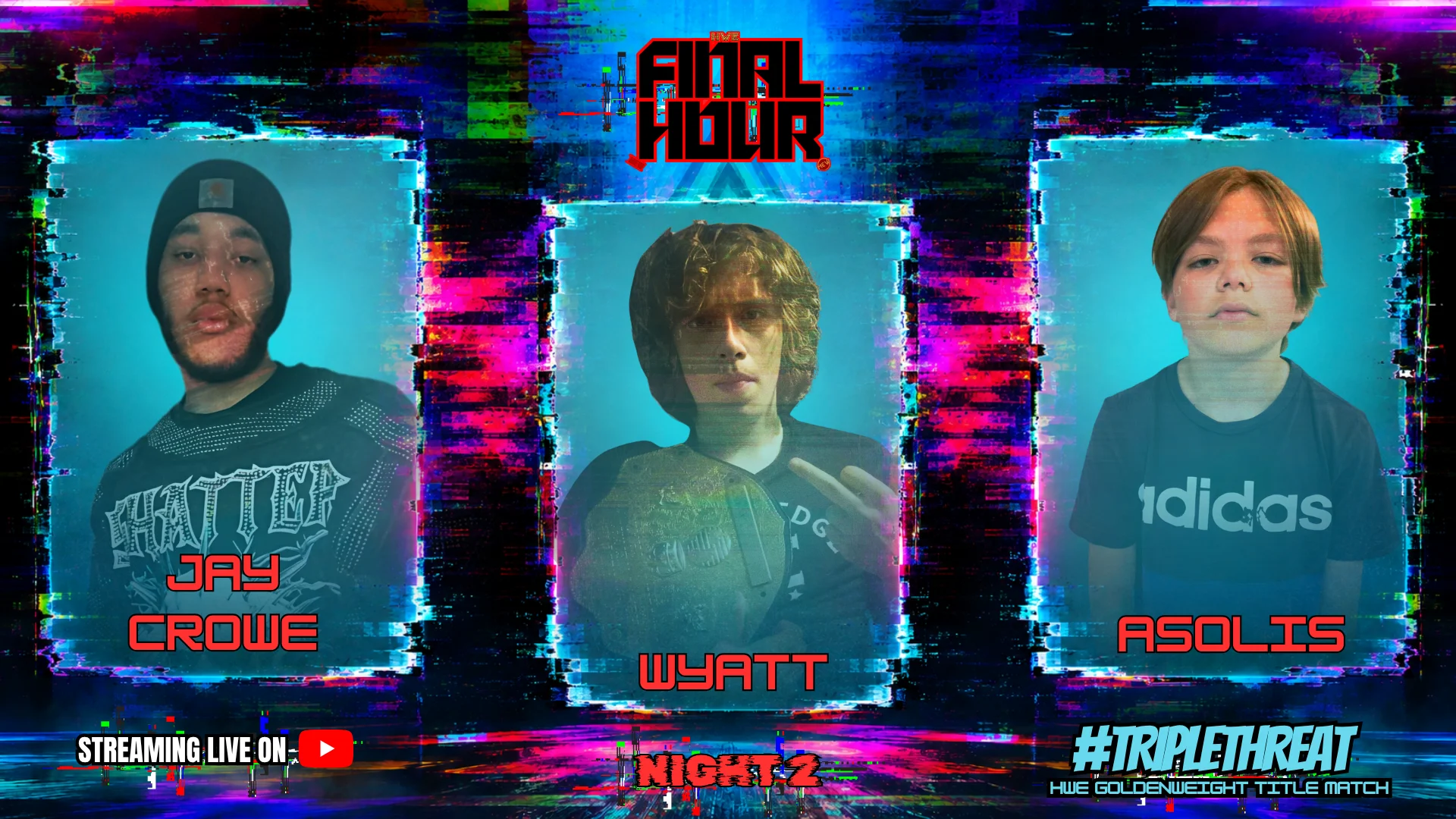 Jay Crowe vs. Wyatt vs. Asolis